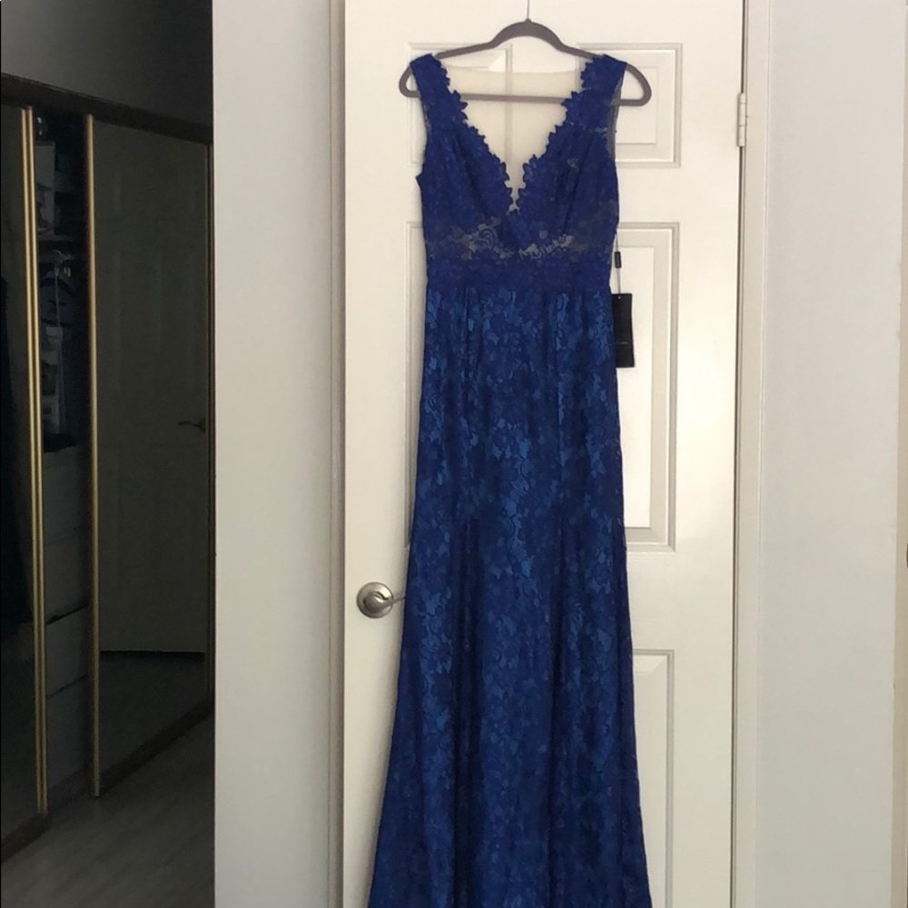 Royal Blue Lace Evening Gown